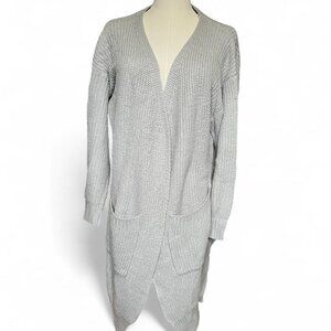 grey long sleeve cardigan with pockets